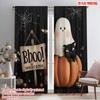 2pcs,2D Plane Printing Print Curtains Black Cat_ Bats & Pumpkins Versatile 100% Polyester (without Rod) Home Decor Ldeal for