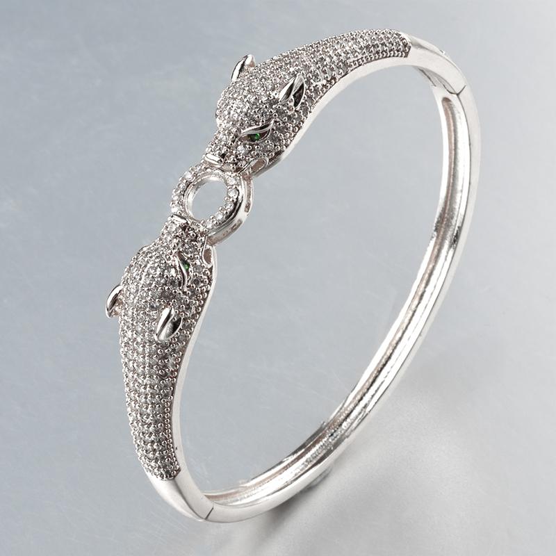 

Браслеты с головой леопарда золотого и серебряного цвета для женщин и мужчин, позолоченный браслет 18 карат, роскошный CZ циркон 2024 года, модные панк-ювелирные изделия, подарки