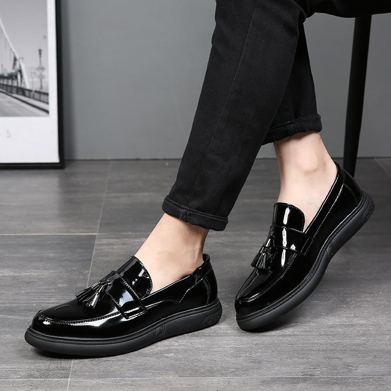 Patent Leather Fashion Casual Foot Leather Shoes Business Pointed Lazy One Pedal Men'S Shoes One Piece 9203-X