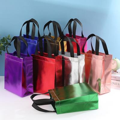 5pcs Aluminized Film Gift Package Bag with Handles Reusable Gift Wrapping Bag Non Woven Leak Proof Shopping Bag Storage Supplies