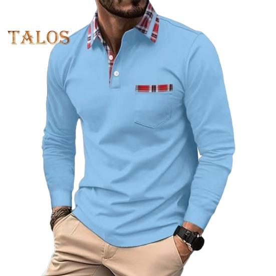 Men Spring Fall Shirt Buttoned Turn-down Collar Long Sleeves Plaid Print Chest Pocket Slim Fit Quick Dry Pullover Fitness Outdoor Training Top