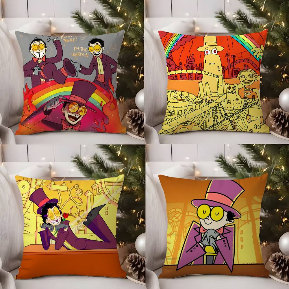 Cool Cartoon S-Superjail Pillow Case Office Sofa Dorm Chair Back Short Plush Double-Sided Printing Home Cushion Cover