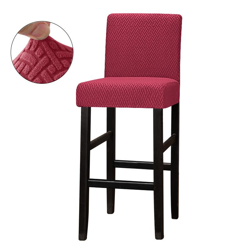 Jacquard Bar Stool Chair Cover Spandex Stretch Short Back Chair Covers Solid Color Elastic Slipcover For Dining Room Home Hotel