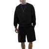 Rundhals Herren T-Shirt Langarm Shorts Set Locker Lässig Schachbrett Sport Zweiteiliges Set