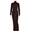 Women's Turtleneck Long Sleeve Maxi Dress Slim High Waist Sexy Solid Tie Front Fall Dress