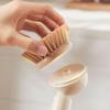 Pot Brush Tough Bristles Ergonomic Grip Long Handle Kitchen Cleaning Brush with Built-in Detergent Dispenser Cutlery Stove Sink Cleaning Tool