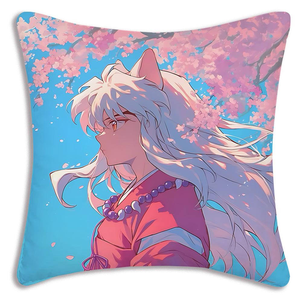 Hot Anime Inuyashas Pillow Covers Cartoon Sofa Decorative Home Double-Sided Printing Short Plush Cute Cushion Cover