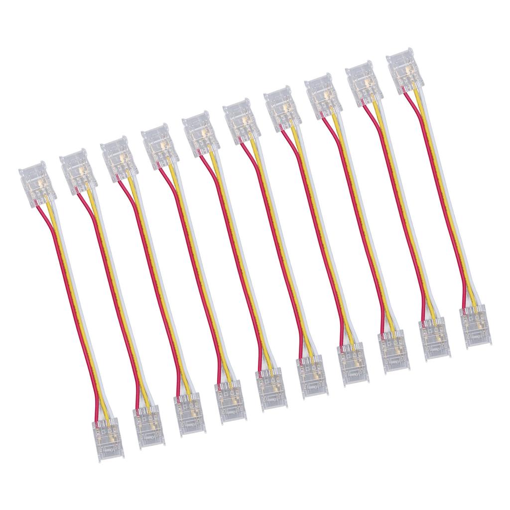 10 Stück LED-Streifenlicht-Verbinderset 3-polig 10 mm Schnellverbindung Starke Kompatibilität COB-Lichtstreifenverbinder für