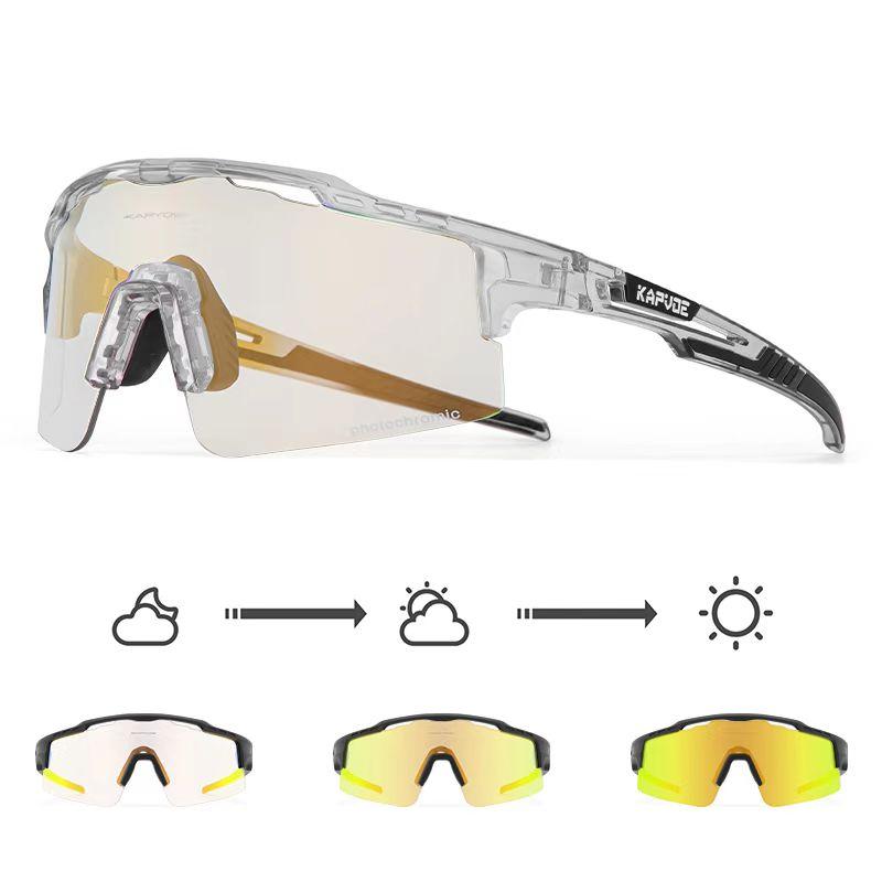 KAPVOE Photochromic Cycling Glasses Outdoor Sports Sunglasses for Man Bicycle Eyewear MTB Cycling Women Road Bike UV400 Goggles