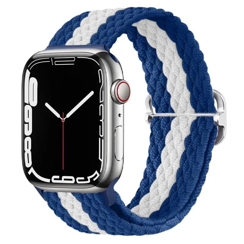 Geflochtener Solo Loop für Apple Watch 10 Band 42 mm 46 mm 45 mm 44 mm 40 mm 9 8 7 6 5 4 SE 2 Verstellbares elastisches iWatch Ultra Nylonband