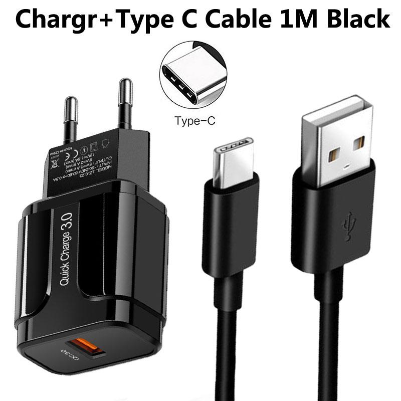 18w Quick Charger 3.0 USB Charger Type C Cable For OPPO A93 A83 A73 A53 A32 A72 A91 A92S Realme F17 7 6 5 Pro USB C Fast Charger