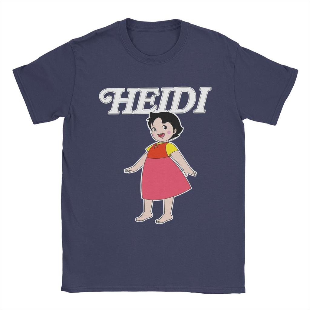 Freizeit Cartoon Heidi T-Shirts für Herren O-Ausschnitt 100% Baumwoll T-Shirt Kurzarm T-Shirt Übergröße Kleidung