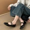 Round Code Fairy Wind Shallow Mouth Single Shoes Girl 2025 Spring New One-word Buckle with Versatile Mary Jane Shoes Flat Shoes