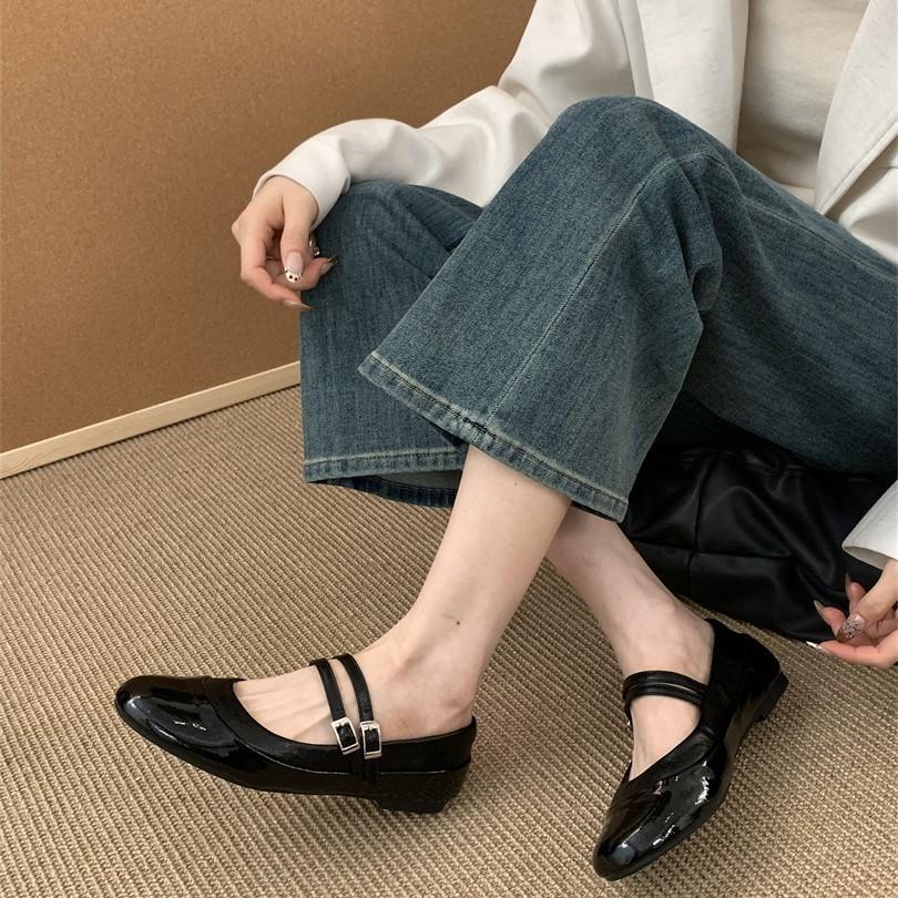 Runde Code Fairy Wind Flachmündige Einzelne Schuhe Mädchen 2025 Frühling Neu Ein-Wort-Schnalle mit Vielseitigen Mary Jane Schuhen Flache Schuhe