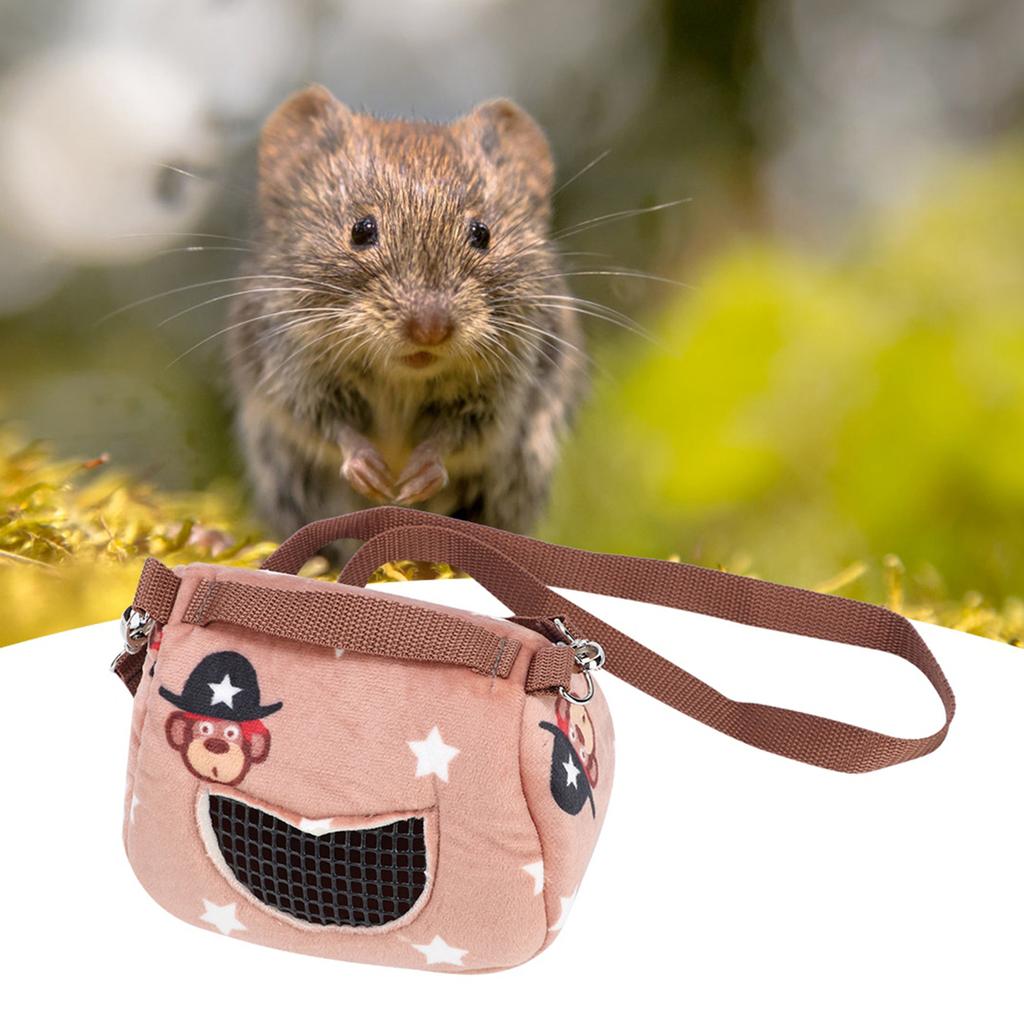 Coffee Flannelette Portable Breathable Pet Hamster Carrier Outgoing Bag for Small Pets Guinea Pig Squirrel Chinchilla