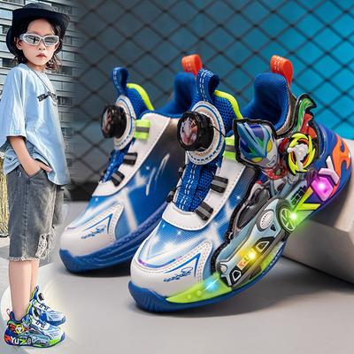 Chaussures de sport pour enfants (filles et garçons), collection automne-hiver, lumineuses, en cuir imperméable, pointure 9 ans et plus, légères, motif dessin animé.