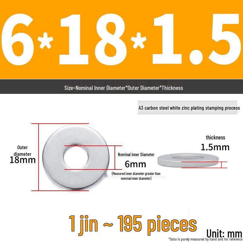 Extra Large Galvanized Metal Flat Washer - Thickened Round Screw Washer M6-M16