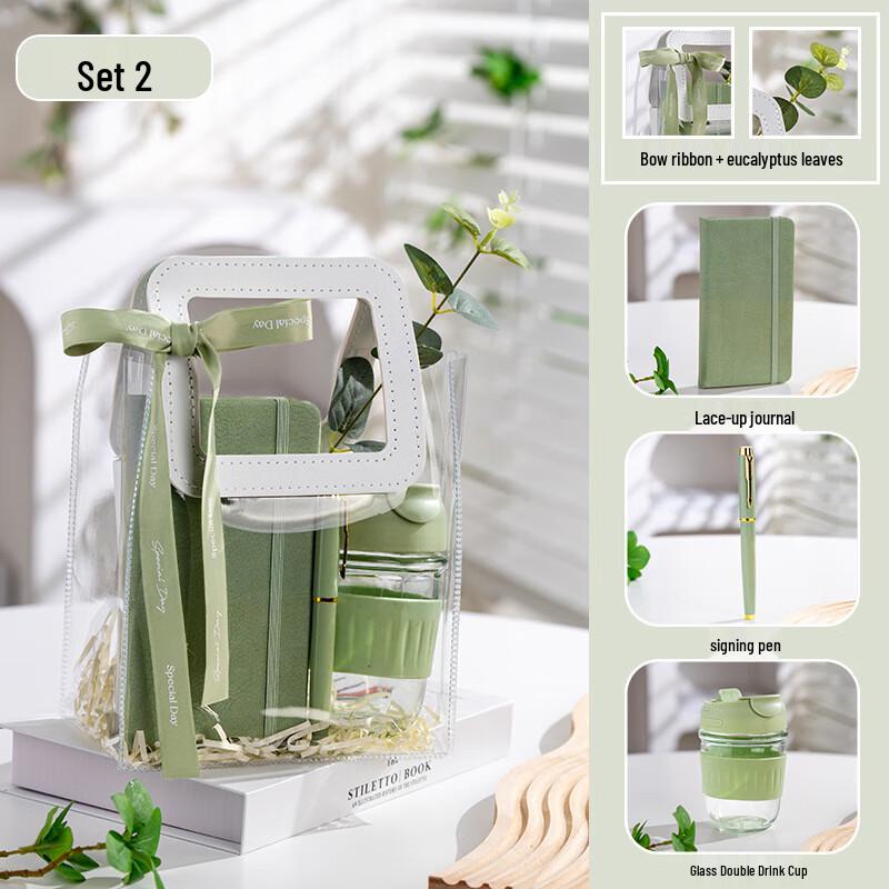 Nature-Inspired Glass Cup & Stationery Gift Set