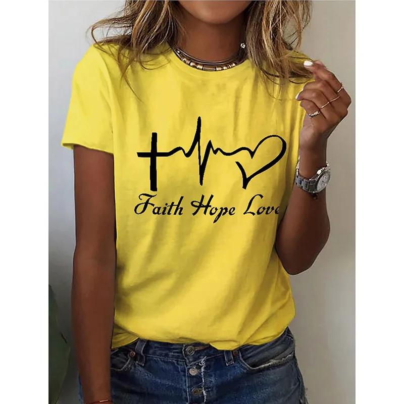 2024 Summer New Retro Women's T-shirt Red Heart Fashion 3D Printing Short-sleeved Casual Street Sports O Collar Ladies Shirt