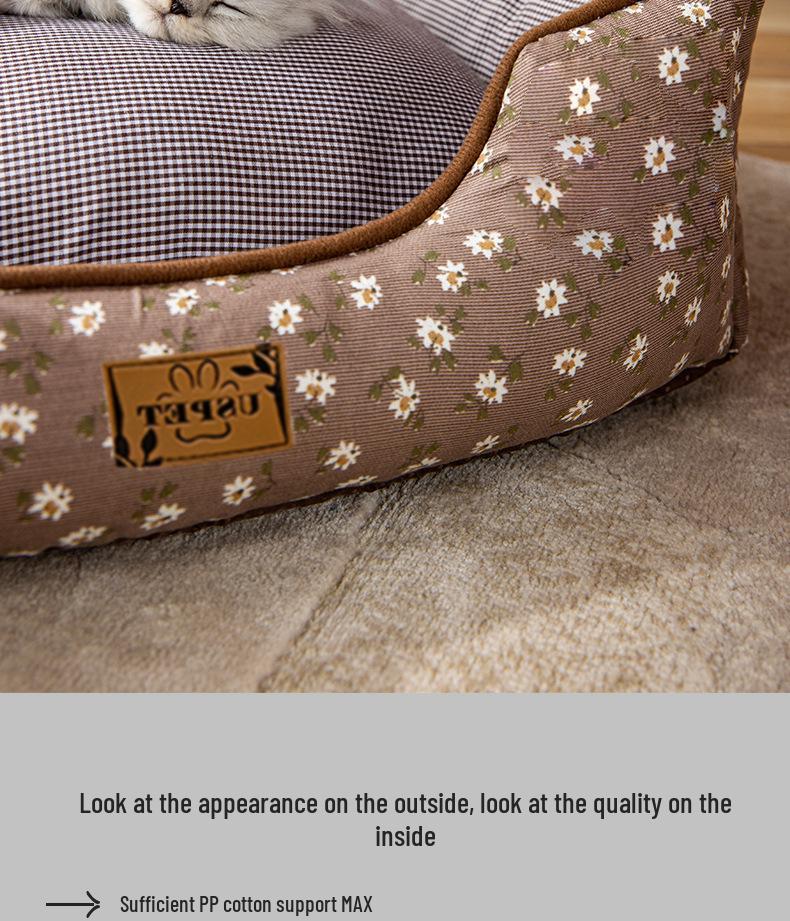 Blumiges Frisches Sommer-Hundebett für Kleine bis Mittelgroße Hunde, Abnehmbar und Waschbar, Alle Jahreszeiten