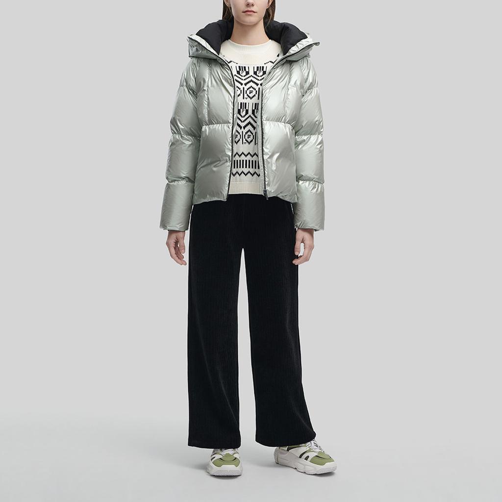 FILA Emerald Logo Printed Casual Hooded Down Jacket Women Jackets Light-Bamboo-Green F11W344914F-LG