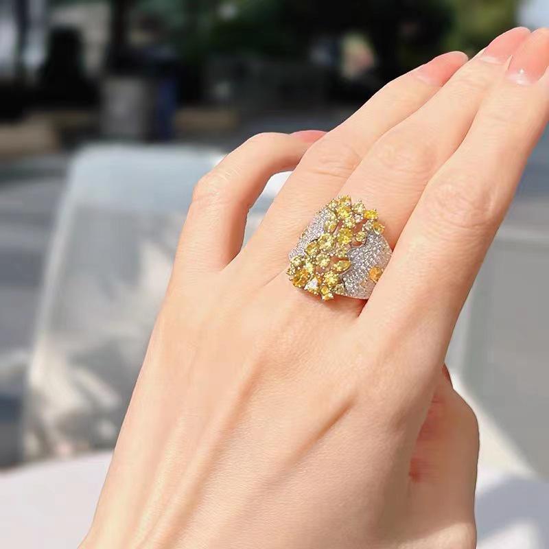 Elegant Gem Ring for Women - Open Design, Luxurious & Versatile, Internet Celebrity Style, Perfect Gift Adjustable Open Size