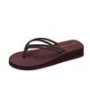 Thick-bottomed Slope Heel Mid-heel Flip-flops Women's Outdoor Wear Flat-heeled Slippers Double with Beach Mop Non-slip Cool Slippers