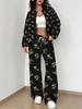 Retro Style Autumn And Winter New European And American Women'S Clothing Flower Printing Suit Women