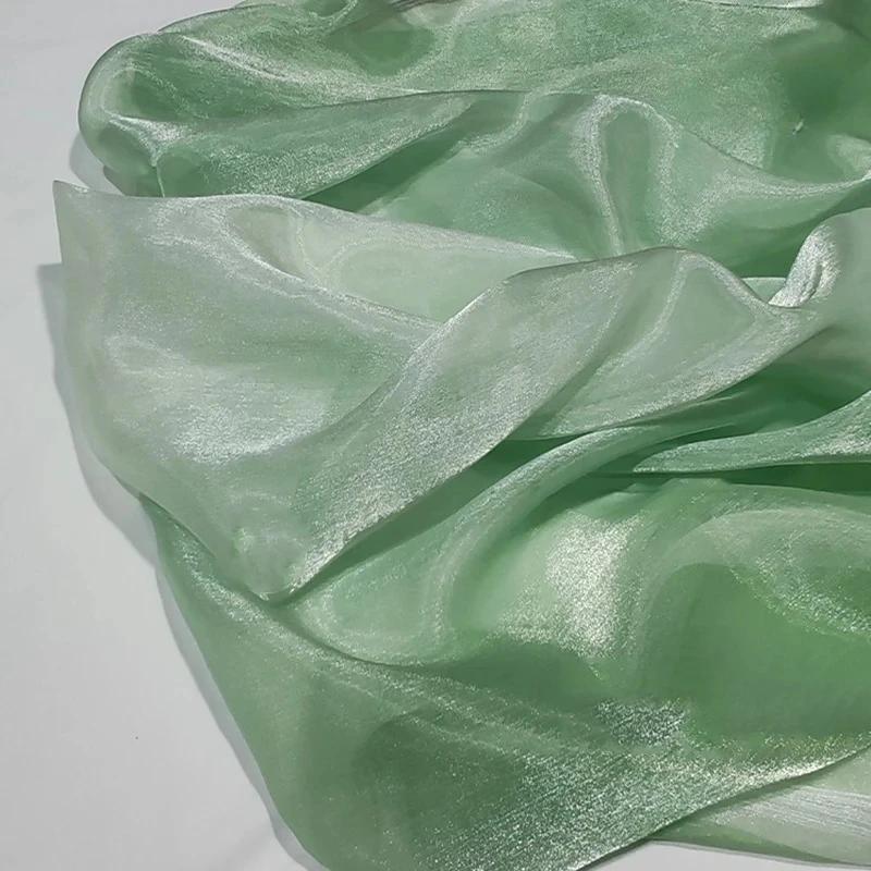 Wide 150cm Shiny Gradient Organza Fabric Glossy Thin Gauze Voile Fabric Diy Sewing Dress Hanfu Stage Costume Crafts Background