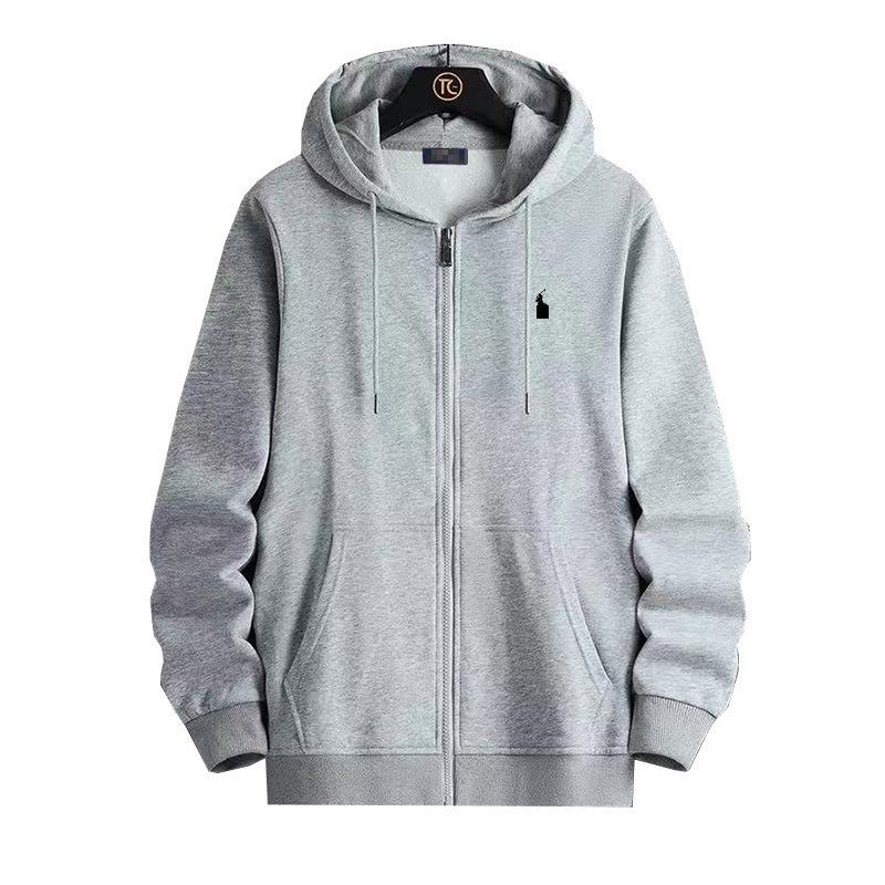 Embroidered Little Horse Men's Hooded Polo Cardigan - Spring/Autumn Style Casual Jacket