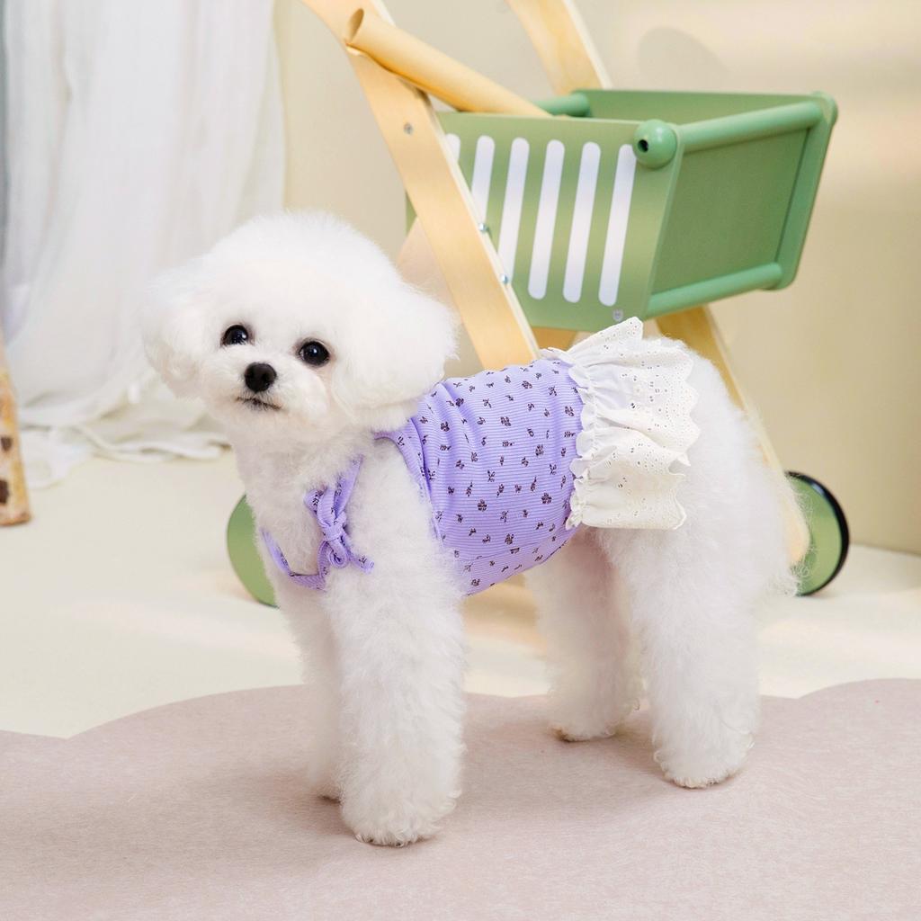 Summer New Small Fresh Floral Suspender Princess Dress Light and Breathable Small Pet Cat and Dog General Pet Clothes