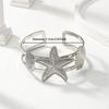 Vintage Metal Flower Starfish Upper Arm Cuff Bracelet For Women Gold Color Geometric Open Bangles Femme Aesthetic Jewelry Gift