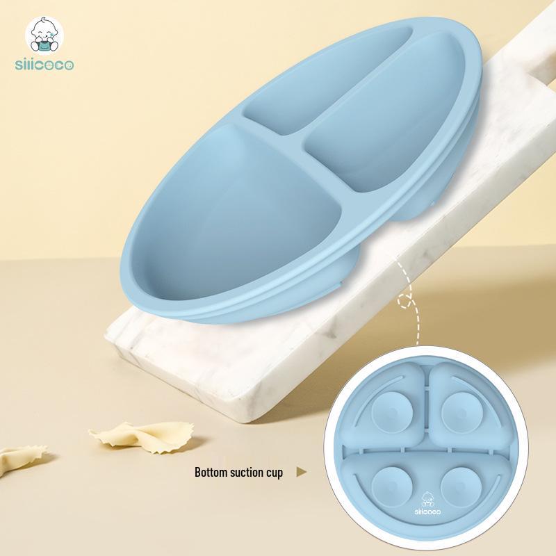 Infant Silicone Suction Plate & Bowl Set with Compartments - Food Grade Tableware