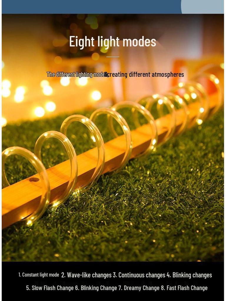Colorful Outdoor Solar LED Tube Strip Lights - USB/Battery Powered Christmas Lighting with Copper Wire