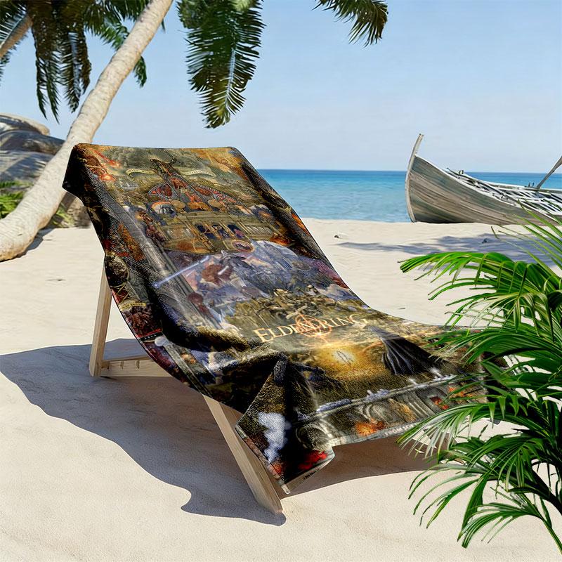 Elden Ring Print Beach Towel, Large Soft Quick Dry Towel for Beach Camping Swimming