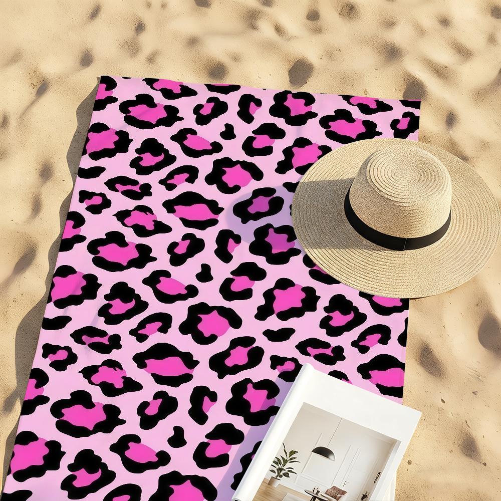 Pink Leopard Print Towel Quick Drying Beach Towels Are Suitable For Swimming Pools Camping Yoga And The Gym