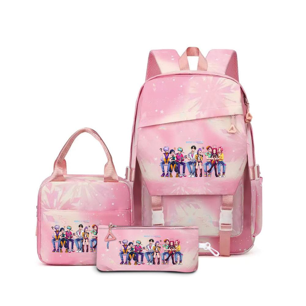 School Season Printed Student Schoolbag Backpack Shoulder Pencil Bag Three-Piece Set