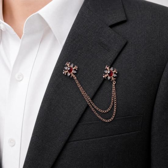 Suit Brooch for Men & Women Double Staggered Metal Hanging