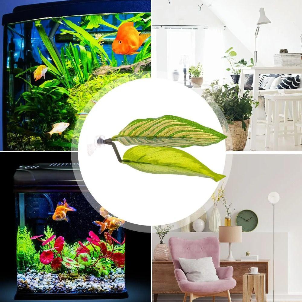 Simulated Aquarium Landscaping with Suction Cups Fish Spawning Leaf Betta Fish Rest Leaf  Aquariums