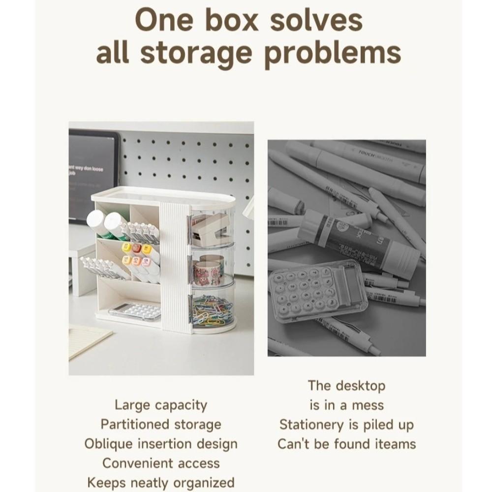 Multi-Layer Stationery Storage Box Drawer Style Large Capacity Student Pen Holder Organizer Multi-Function Clear