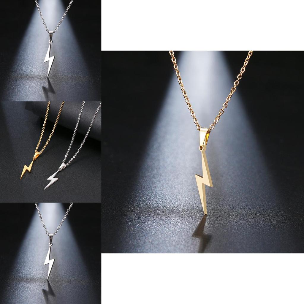 Modern Stainless Steel Lightning Pendant Chain Jewelry For Men And Women With Durable Electroplate Finish