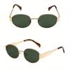 3PCS Oval Metal Eyeglasses Suitable for Women Including Black Frame and Brown Gradient Lenses with Accessories Included