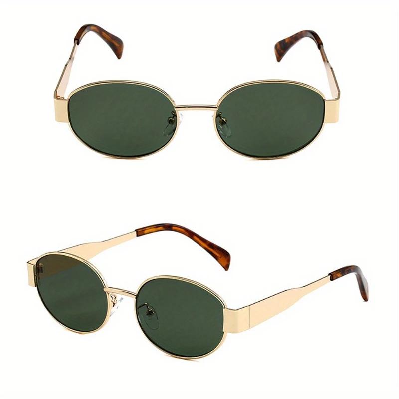 3PCS Oval Metal Eyeglasses Suitable for Women Including Black Frame and Brown Gradient Lenses with Accessories Included