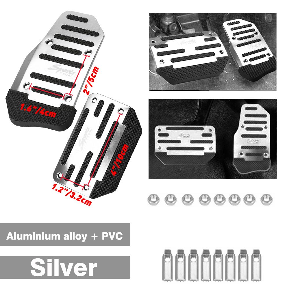 2Pcs Universal Car Foot Pedal Modified Brake Anti-Slip Aluminum Car Pedal Cover Set Kit Pedali Red/Blue/Silver Car Accessories