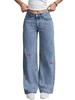 Smoke Gray Distressed Slimming Stretch Jeans with Red Cherry Blossom Embroidery
