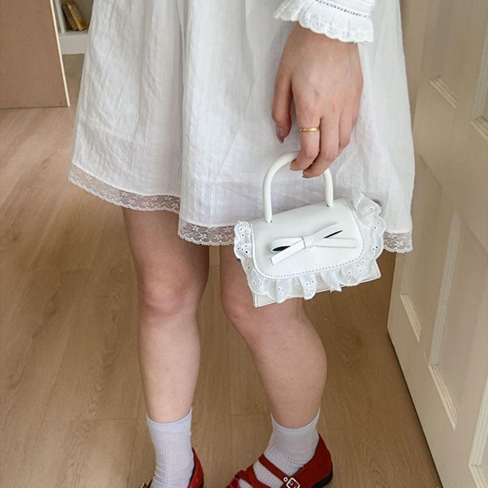 PU Leather Bow Coin Purses Ruffle Shoulder Bag Fashion Crossbody Wallet  Female