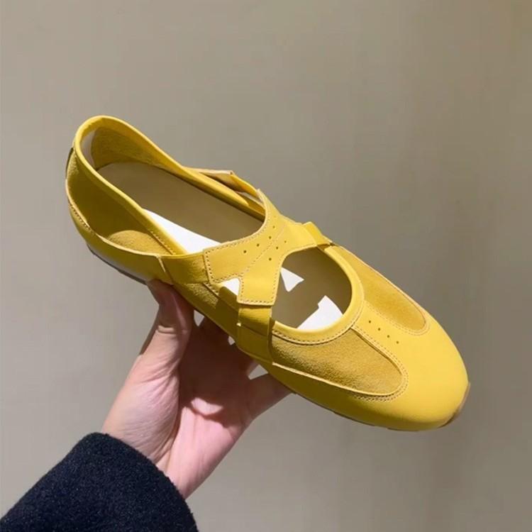 Sheepskin version~ Korean version of niche leather flat-bottomed Mary Jane shoes women's new versatile cross-belt casual ballet shoes