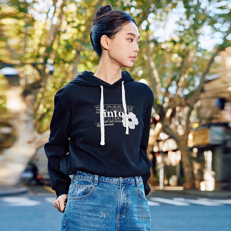 Ledin 2025 Spring Loose Short Hooded Sweatshirt L
