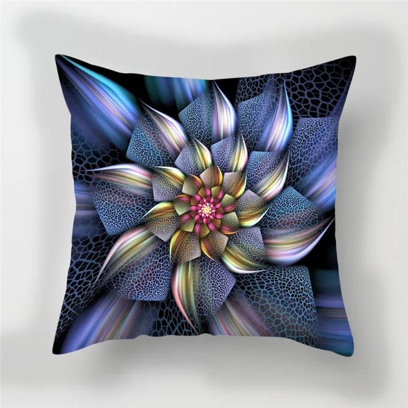 Home Decoration Pillow Case Contrast Flower Print Cushion Cover Car Office Gradient