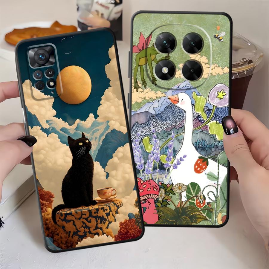 Case for Xiaomi Redmi Note 14 10 9 8 7 12 11 A3 K80 12C 13C 13 Pro Plus 14C A4 A5 A1 Phone Cover K40 A1 A2 Cartoon Duck Cat